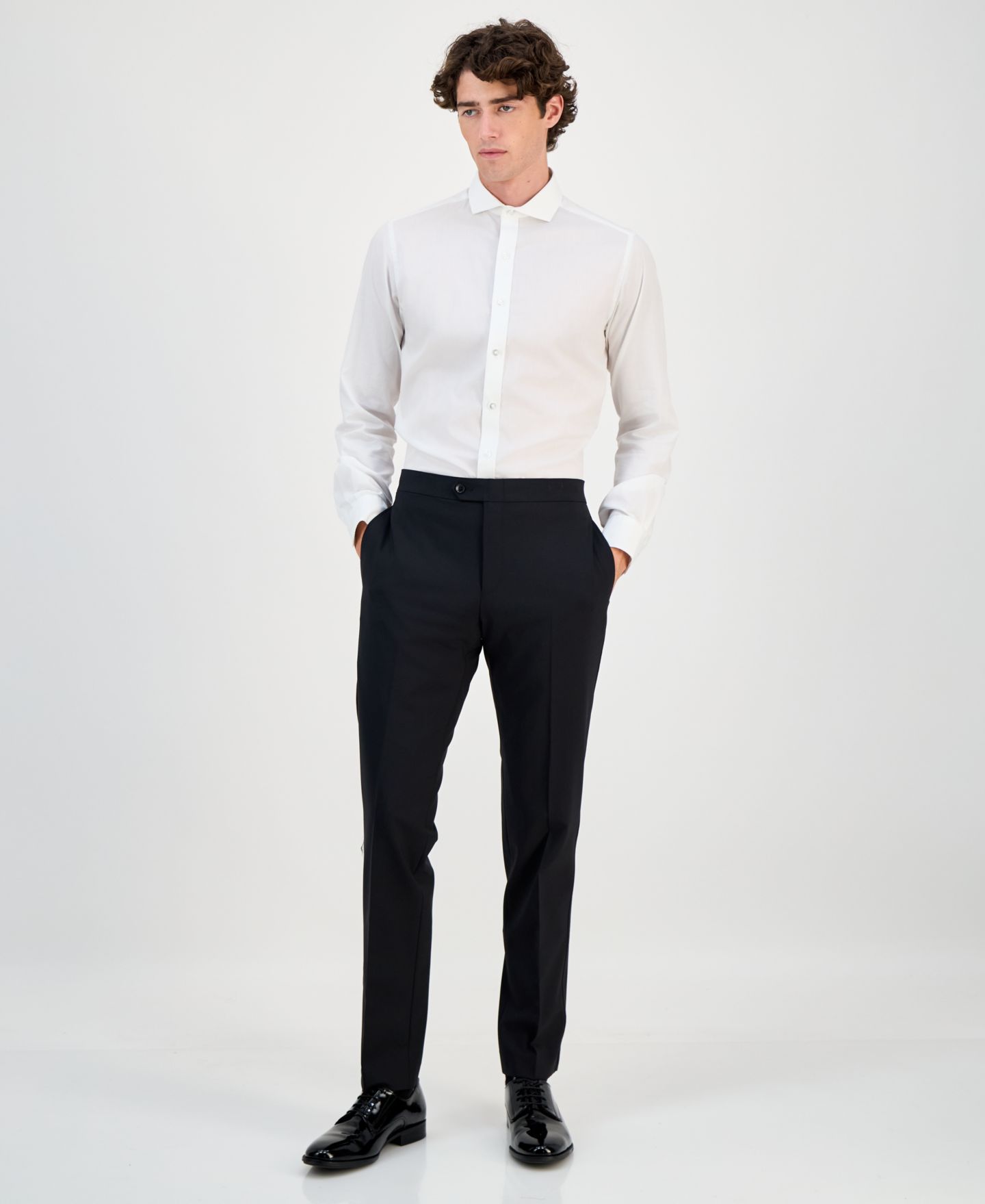 Мужские брюки Bar III Slim-Fit Tuxedo Pants Separates, цвет: Чёрный — фото 1