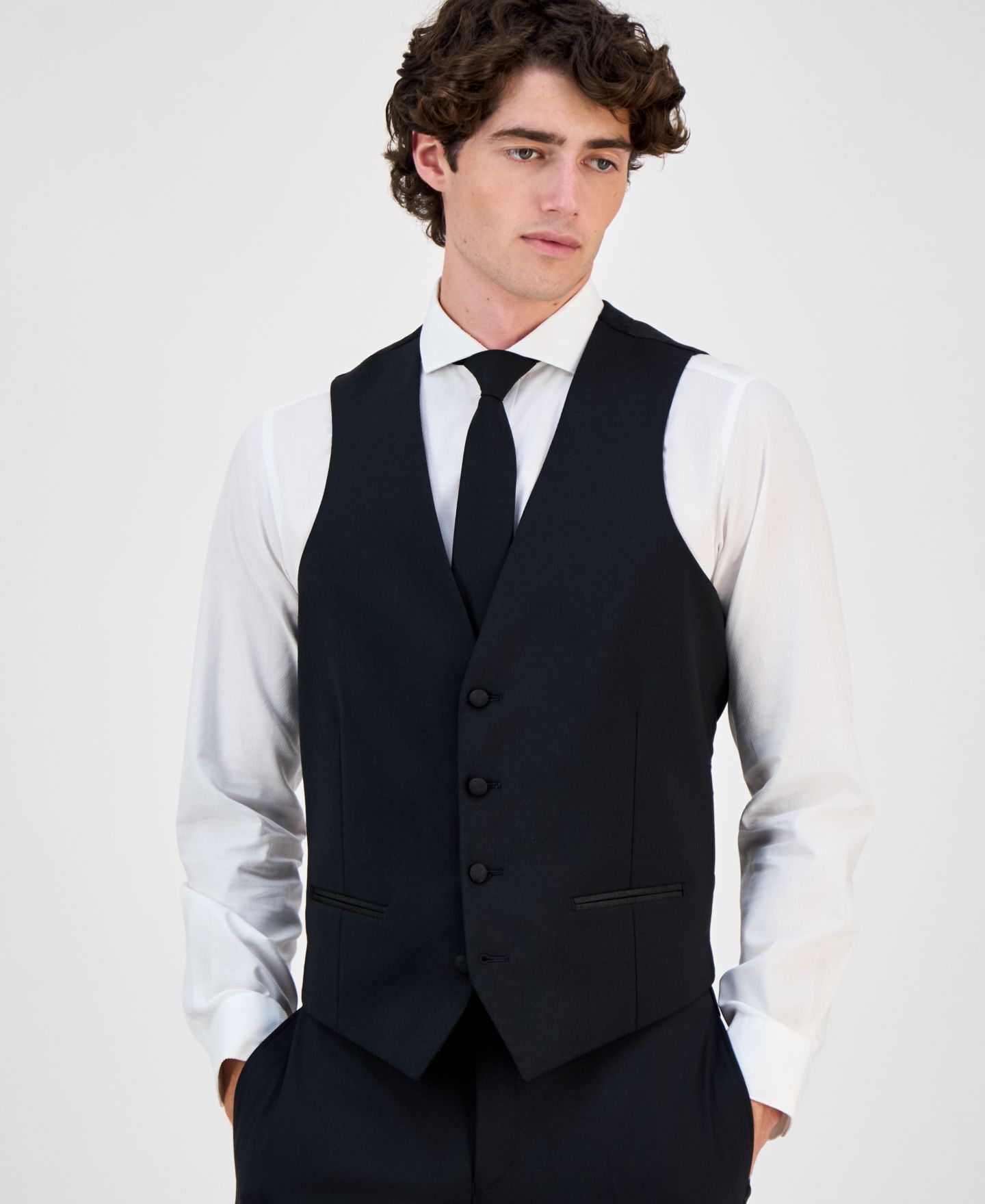 Мужской жилет Bar III Slim-Fit Tuxedo Vest Separates, цвет: Чёрный — фото 1