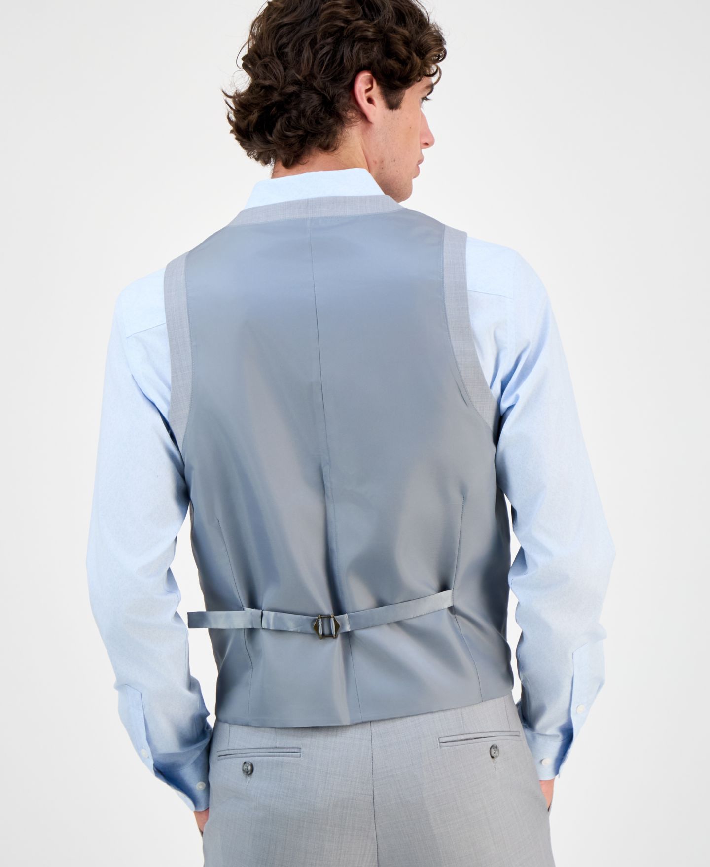 Мужской жилет Bar III Slim-Fit Sharkskin Suit Vest, цвет: Светлый серый — фото 2
