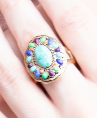 Concho Colorful Golden Statement Ring