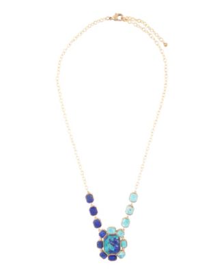 Duality Blue Lapis and Turquoise Golden Pendant Necklace