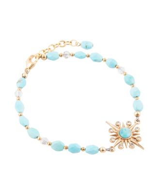 Celestial Blue Turquoise Golden Beaded Bracelet
