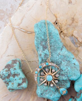 Celestial Blue Turquoise Golden Drop Necklace