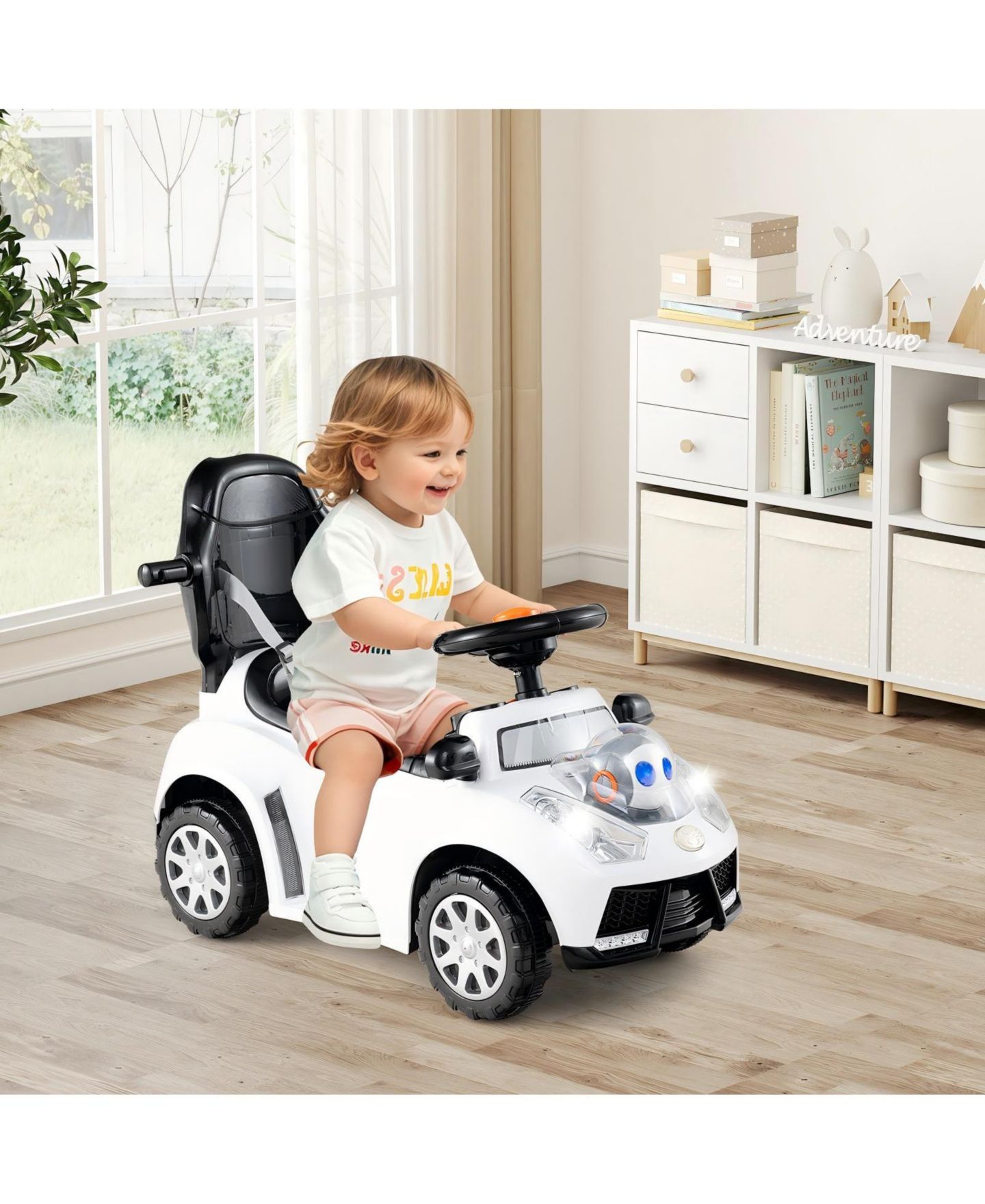 Детская игрушка HONGGE 3 in 1 Toddler Push Car Interactive Steering Wheel Ride-On Toy, Ages 1-3, цвет: Белый — фото 8