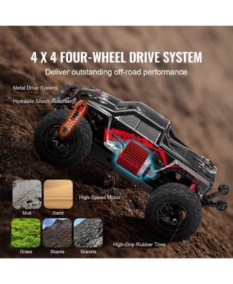 RC Car 1:10, 4WD Off-Road Monster Truck 38 km/h with 45&deg; Wheelie & 2 Batteries, High-Speed Racing Toy for Kids 8+, IPX4