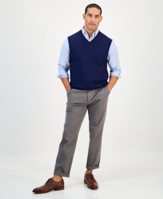 Men's Solid V-Neck Sweater Vest, Created for Macy's 