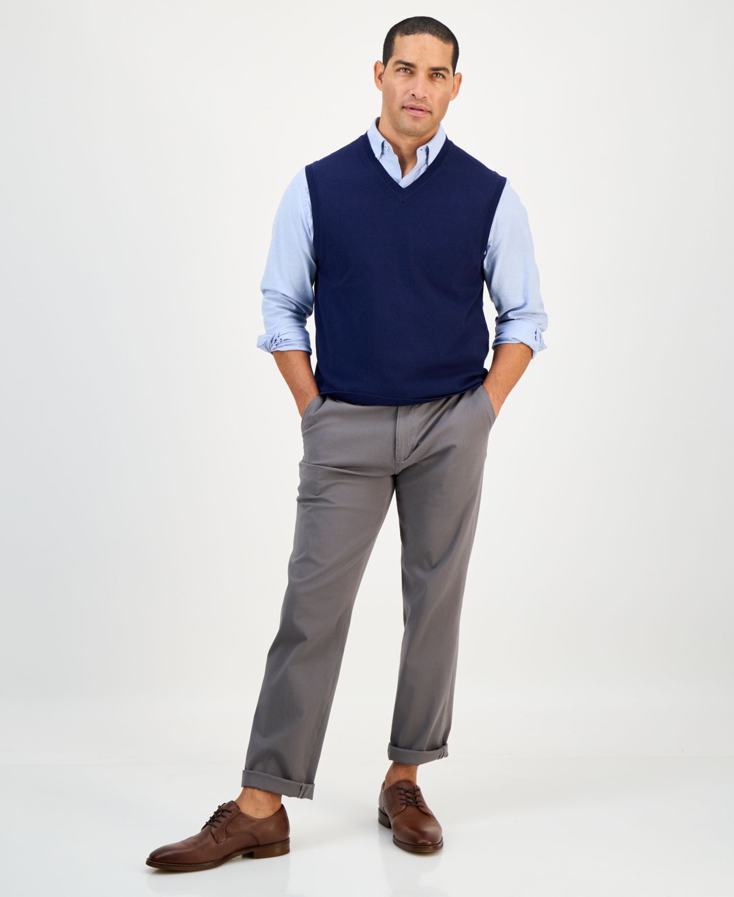 Мужской жилет Club Room Solid V-Neck Sweater Vest, цвет: Угольный меланжевый — фото 1