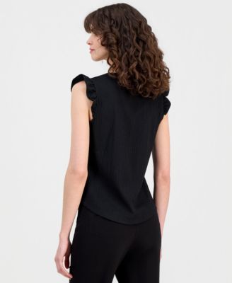 Petite V-Neck Ruffle-Trim Top