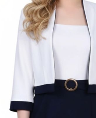 Petite 3/4 Sleeve 2 Piece Colorblocked Dress Set