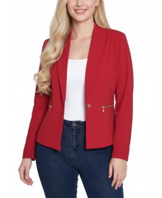 Petite Cropped Long Sleeve Crepe Jacket
