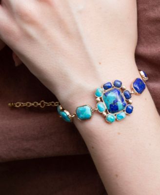 Duality Blue Lapis and Turquoise Golden Bracelet