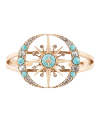 Celestial Blue Turquoise Golden Cuff Bracelet