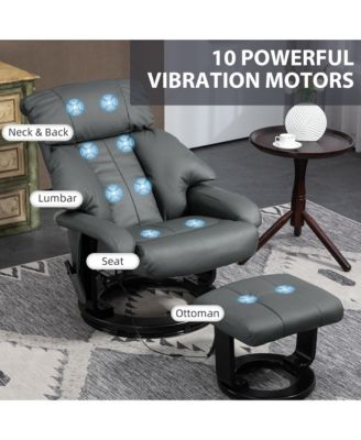 1 PC PU leather Massage Recliner Chair with Footstool, 360° Swivel Recliner,