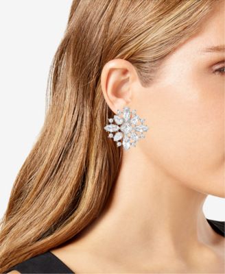 Pav&eacute; Stones And Imitation Pearl Sparkling Clip-On Earrings