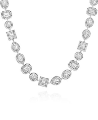 Rhinestone Silver-Tone Statement Necklace