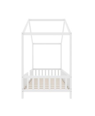 Streamdale Montessori Floor Bed with Canopy, Twin Bed Frame for Kids