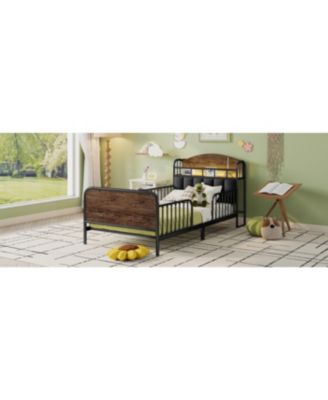 Streamdale Twin Metal Platform Bed Frame with Storage Headboard