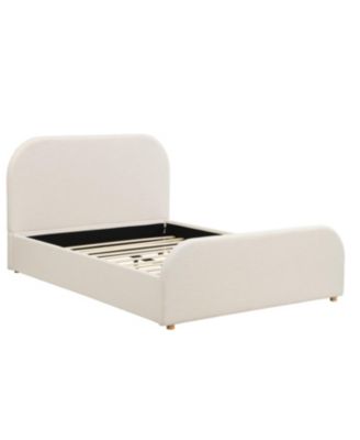 Streamdale Queen Size Linen Upholstered Bed Frame with Curved Headboard, Beige