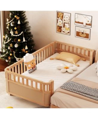 Twin Wood Platform Bed with Rails