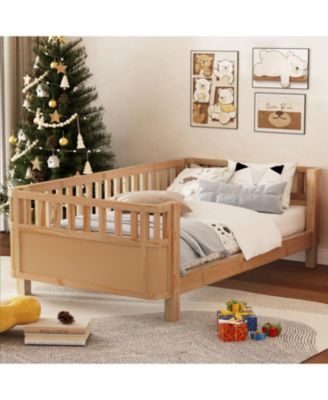 Twin Wood Platform Bed with Rails