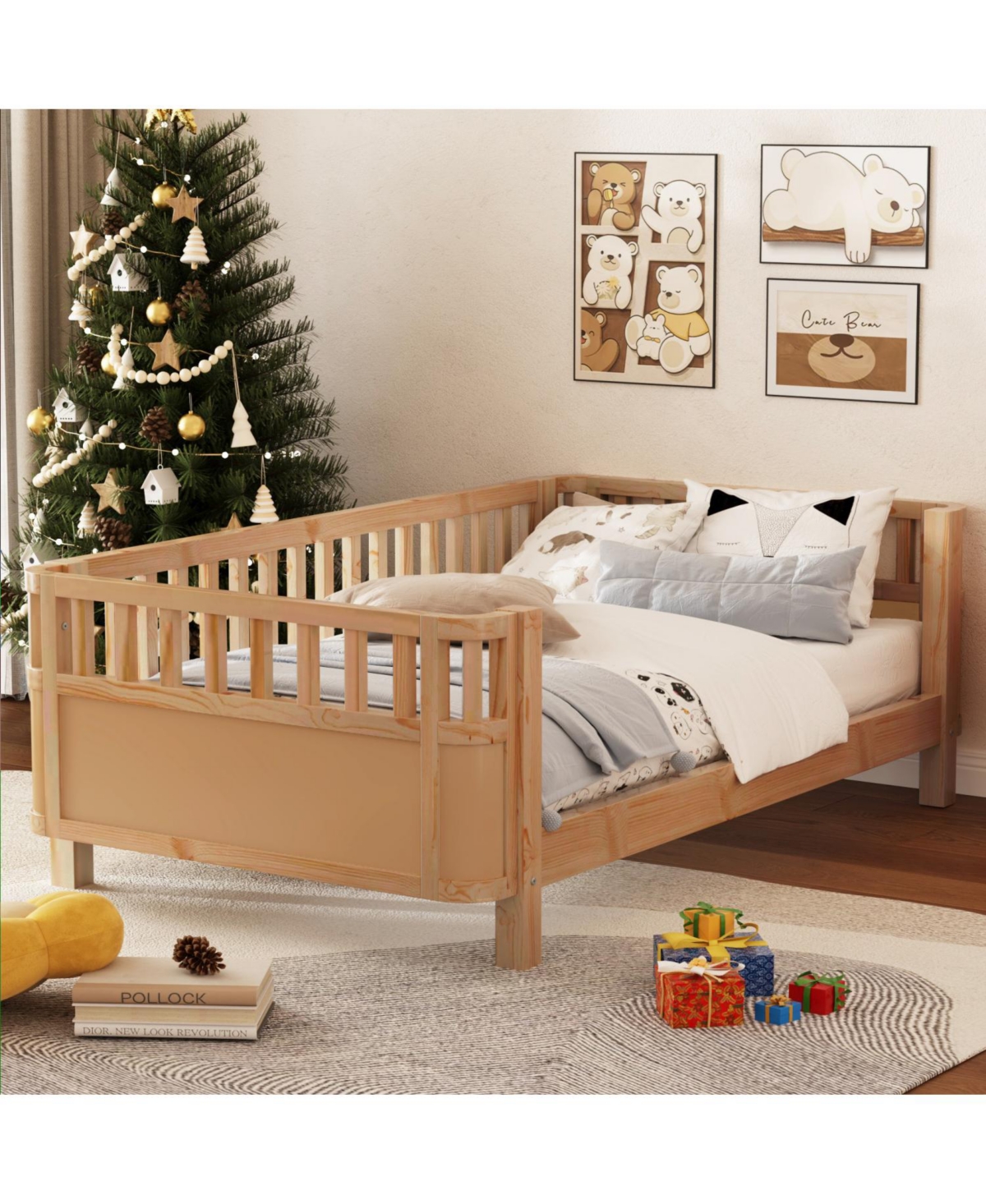 Streamdale Furniture Twin Wood Platform Bed with Rails