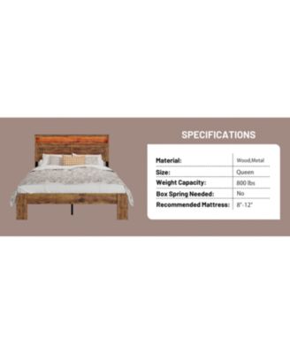 Streamdale Queen Bed Frame w/ LED Headboard, USB Ports & Under Bed Storage