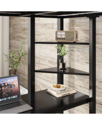 Streamdale Loft Bed with Desk, Full Size Metal Loft Bed Frame, Black