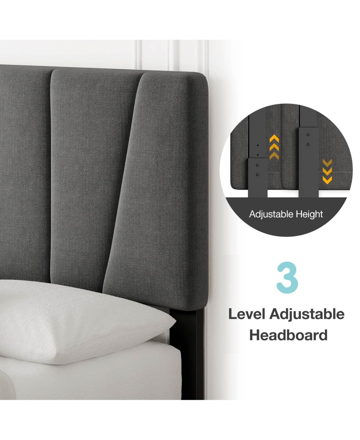 gaomon Twin Size Bed Frame with Headboard Adjustable