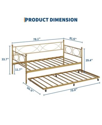 Metal Twin Daybed and Trundle Set, Day Bed Sofa Bed Frame with Steel Slat Support, Multifunctional Daybed Frame