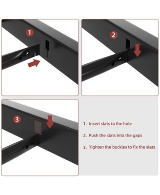 Faux Leather Platform Bed Frame with Upholstered Headboard - Metal Bed Frame with Steel Slats Support - Box Spring Optional - Easy Assembly