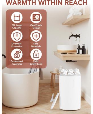 20L Heated Towel Bucket with Fragrance Tray - Warmer for Bathrobes, Blankets & Towels in Bathroom, Gym & Home