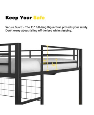 Ethan Bunk Bed with Desk, Storage, Charging Station, Black/Oak