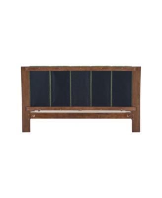 Streamdale Premium Pine Wood Queen Bed Frame, Mid Century Modern, Walnut & Green