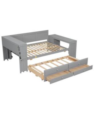 Streamdale Full Size Daybed with Storage, Drawers, Trundle, Charging Station, LED, Desk, Cabinet