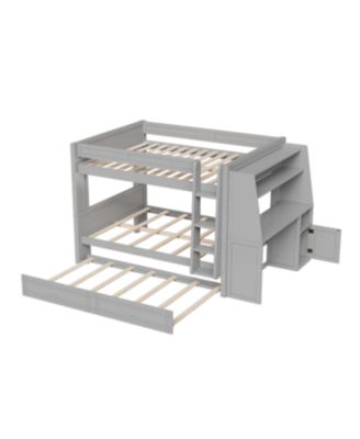 Streamdale Full size Multifunctional Bunk Bed with Desk and Bookshelves, Trundle, Gray