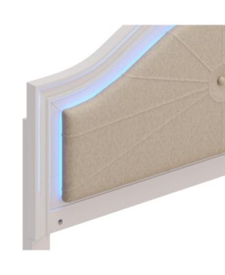 Modern Queen Wood Bed with LED Headboard, No Box Spring