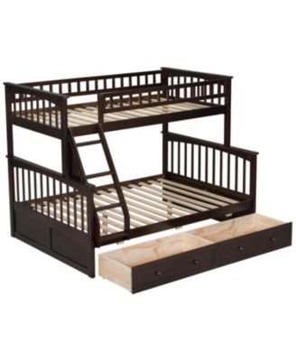 Twin over Full Bunk Bed with Drawers, Convertible Beds