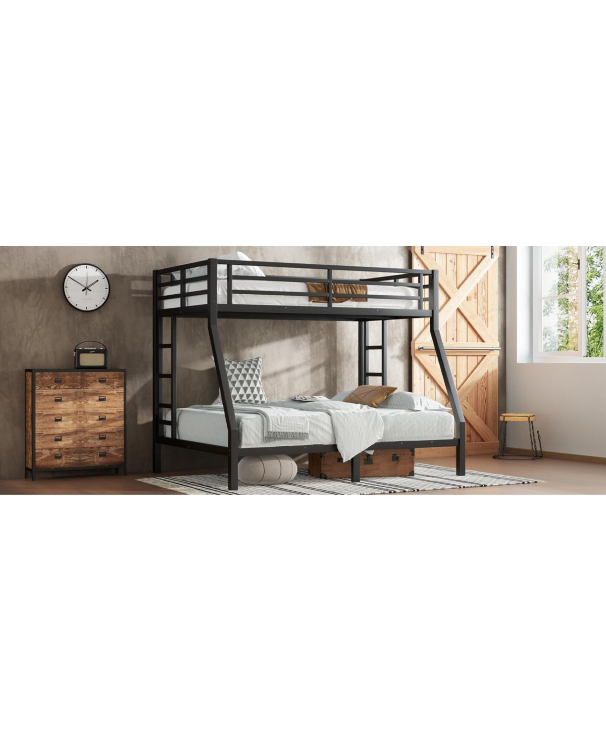 Streamdale Furniture Metal Twin over Full Bunk Bed, Space-Saving, Noise Reduced