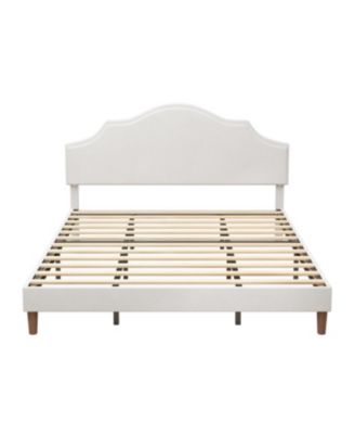 Streamdale King Size Upholstered Platform Bed with Adjustable Headboard - White