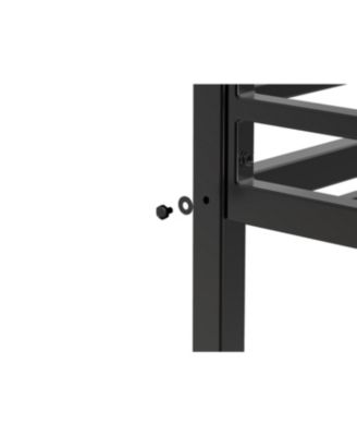 Full Size Loft Bed with Desk & Shelves, Heavy Duty Metal Frame, Black