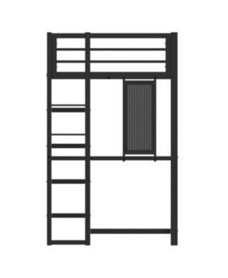 Loft Bed with Desk, Metal Twin Size Loft Bed Frame, Black Bedroom Bed Frame