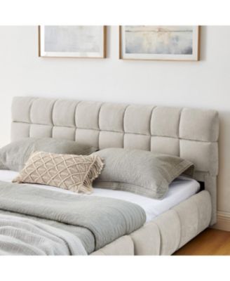 Queen Size Chenille Upholstered Bed with Storage Drawer