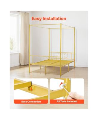 Canopy Bed with Metal Frame, Headboard, and Four Posters
