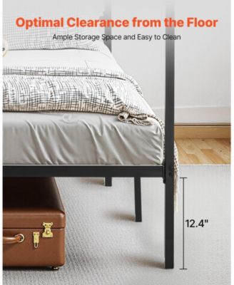 Metal Canopy Bed with Charging Station and Four Poster Frame