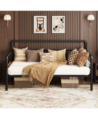 Twin Size Black Metal Daybed Frame, Sofa Bed Platform, Sturdy Construction, Easy Assembly