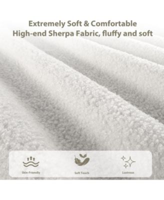 Queen Size White Boucle Bed Frame with Upholstered Headboard, Low Profile, Heavy Duty Wooden Slats, No Box Spring Needed