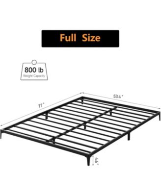 Full Size Bed Frame 6 Inch Metal Platform Heavy Duty Low Bed Frame Sturdy Metal Slats Matte Black