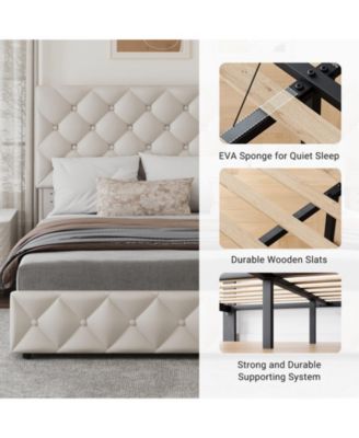 Easy Assembly King Bed Frame Space Saving, for Living Room, Guest Room