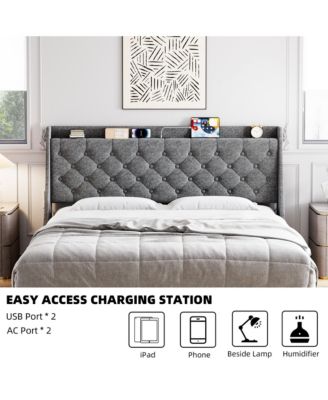 Easy Assembly King Size Upholstered Bed Frame Space Saving, for Living Room, Guest Room