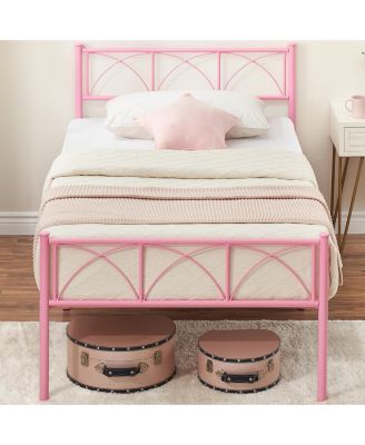 Twin Bed Frame with Headboard, 12.2" H Metal Platform Bed Frame